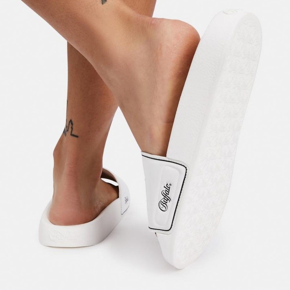 👣BUFFALO 💮White Riley Slides "Love Life"footwear - Picture 5 of 15